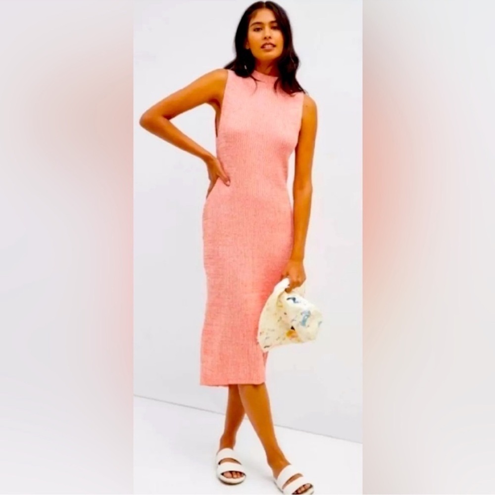 Anthropologie Daily Practice Ribbed Mock Neck Midi Dress Size L